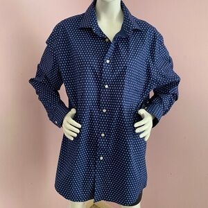 Lauren Ralph Lauren Men Shirt XL Long Sleeve Print Blue White